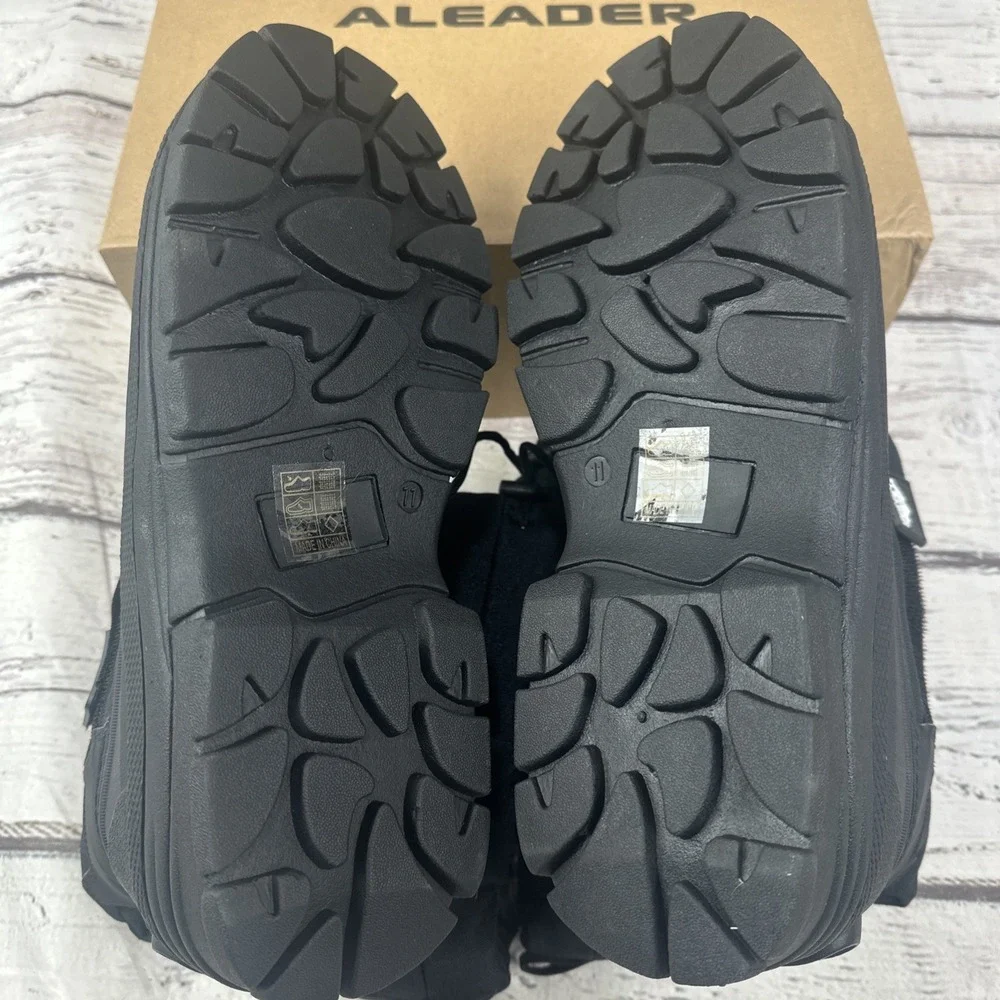 ALEADER Men's Insulated Waterproof Winter Snow Boots Black Size 11 NIB NEW